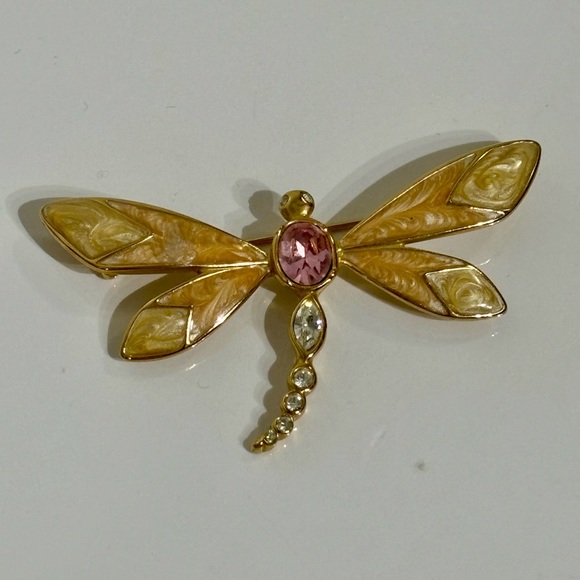 Vintage KJL Kenneth Jay Lane for Avon Goldtone  Dragonfly Brooch - Picture 4 of 10